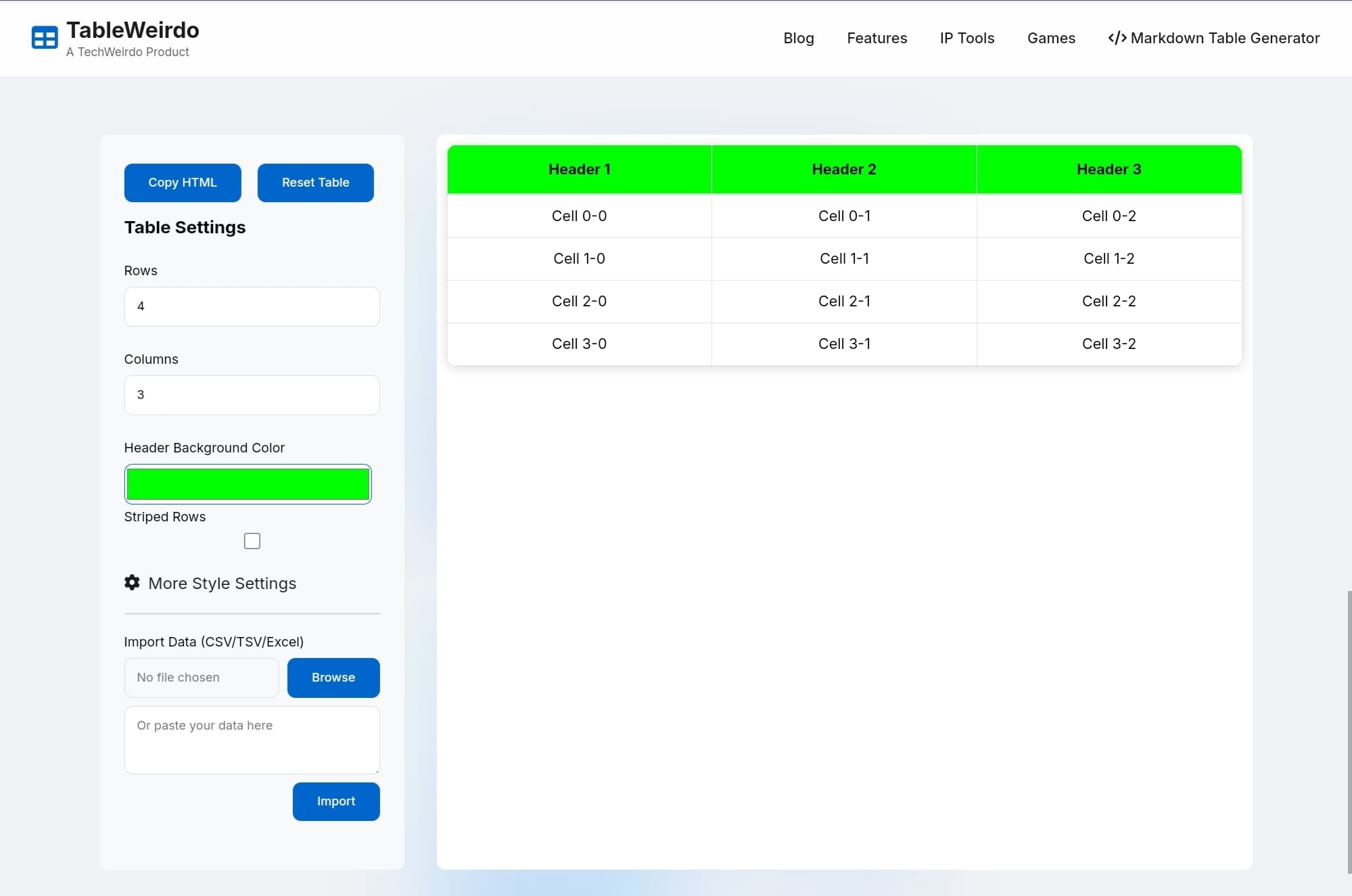 Html css table generator tableweirdo by techweirdo
